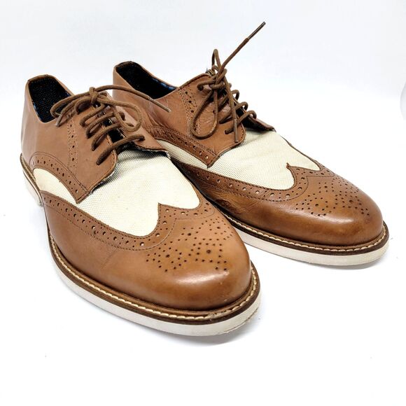 Ben Sherman Two Toned Tan And Beige Leather Spectator Wingtips US 11 EUR 44 - Picture 1 of 16